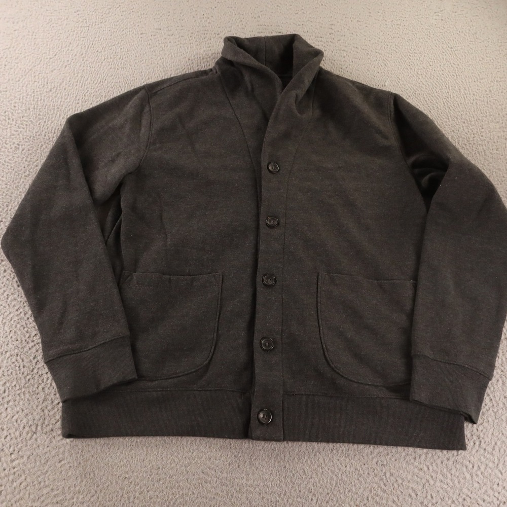 Amazon Cardigan Mens L Gray Shawl Collar Button Front Knit Cardigan Sweater